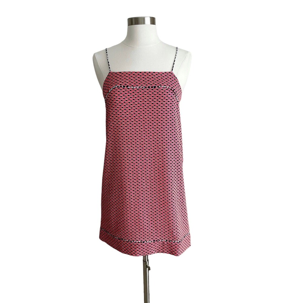Tavik Desi Mini Shift Dress XS Red Sleeveless Square Neck Pattern Summer Casual